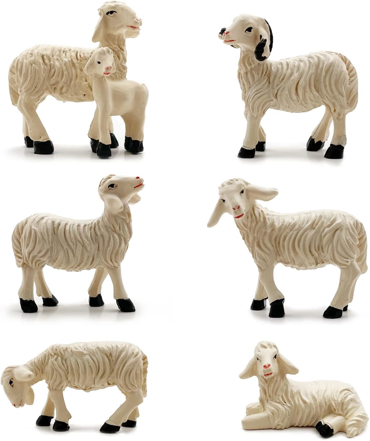 Miniature Garden Figurines Set of 6 Sheep Statues - Outdoor Decor Art for Fall Winter - Patio, Lawn, Yard Decoration - Housewarming Gift (Sheep)