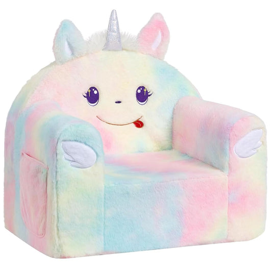 ALIMORDEN Animal Series Kid's Chair, Ultra-Soft Comfy Foam Filled Toddler Sofa Chair, Cute Animal-Shaped Design Toddler Couch, Lightweight Birthday for Baby Boys & Girls (Unicorn)