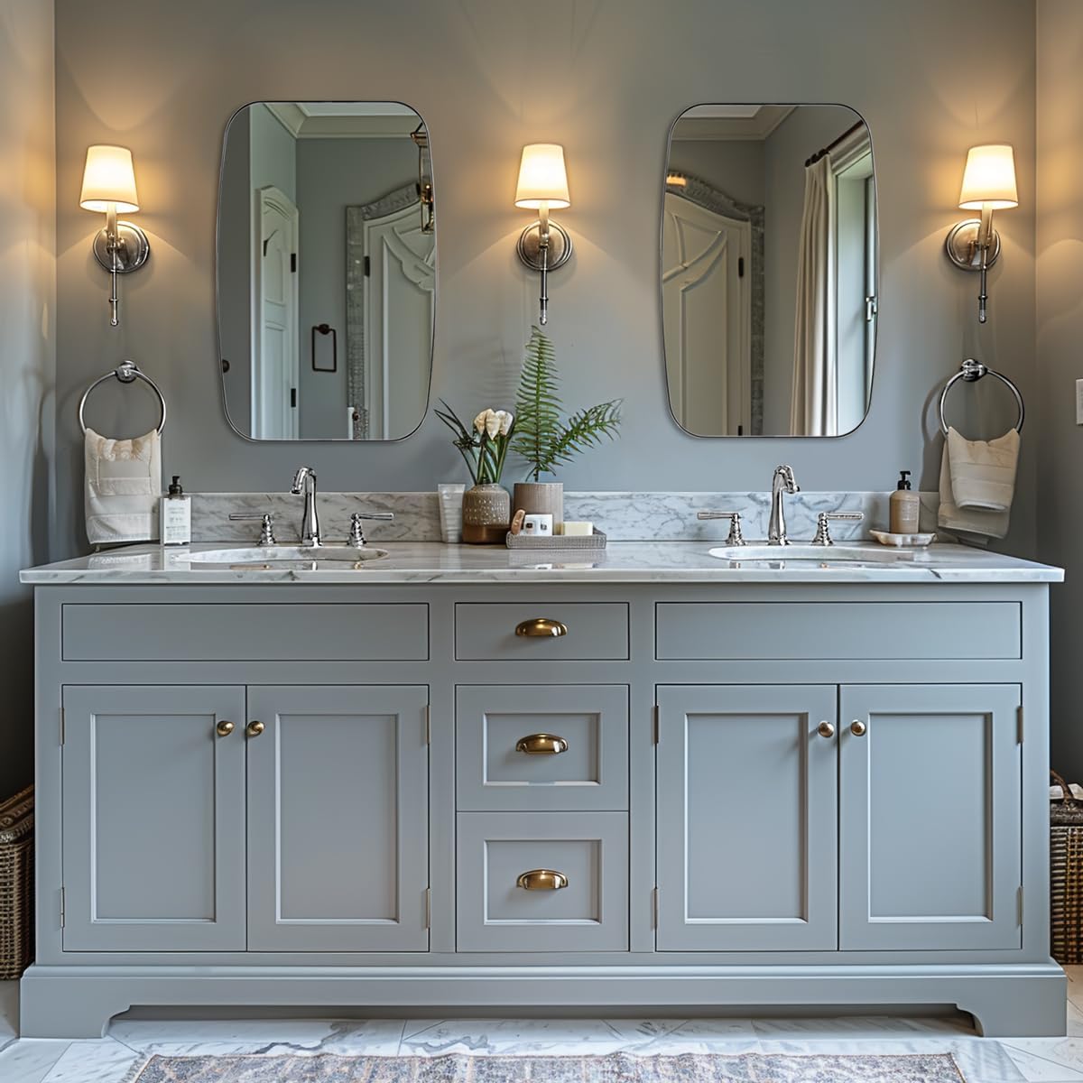 ANDY STAR Chrome Bathroom Mirror, 24x40 Inch Polished Chrome Oval Mirror for Bathroom with Stainless Steel Metal Frame, Oblong Mirror for Bathroom, Living Room, Entryway