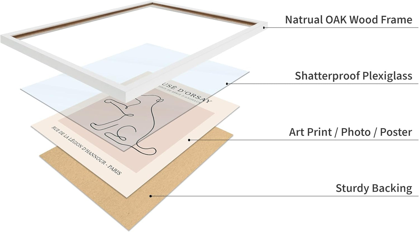 Poster Master Vintage Poster - Retro One Line Dog Drawing Print - Dog Art - Minimal Gift for Men, Women, Animal Lover - Abstract Wall Decor for Home, Office, Bedroom, 11x14 White Framed