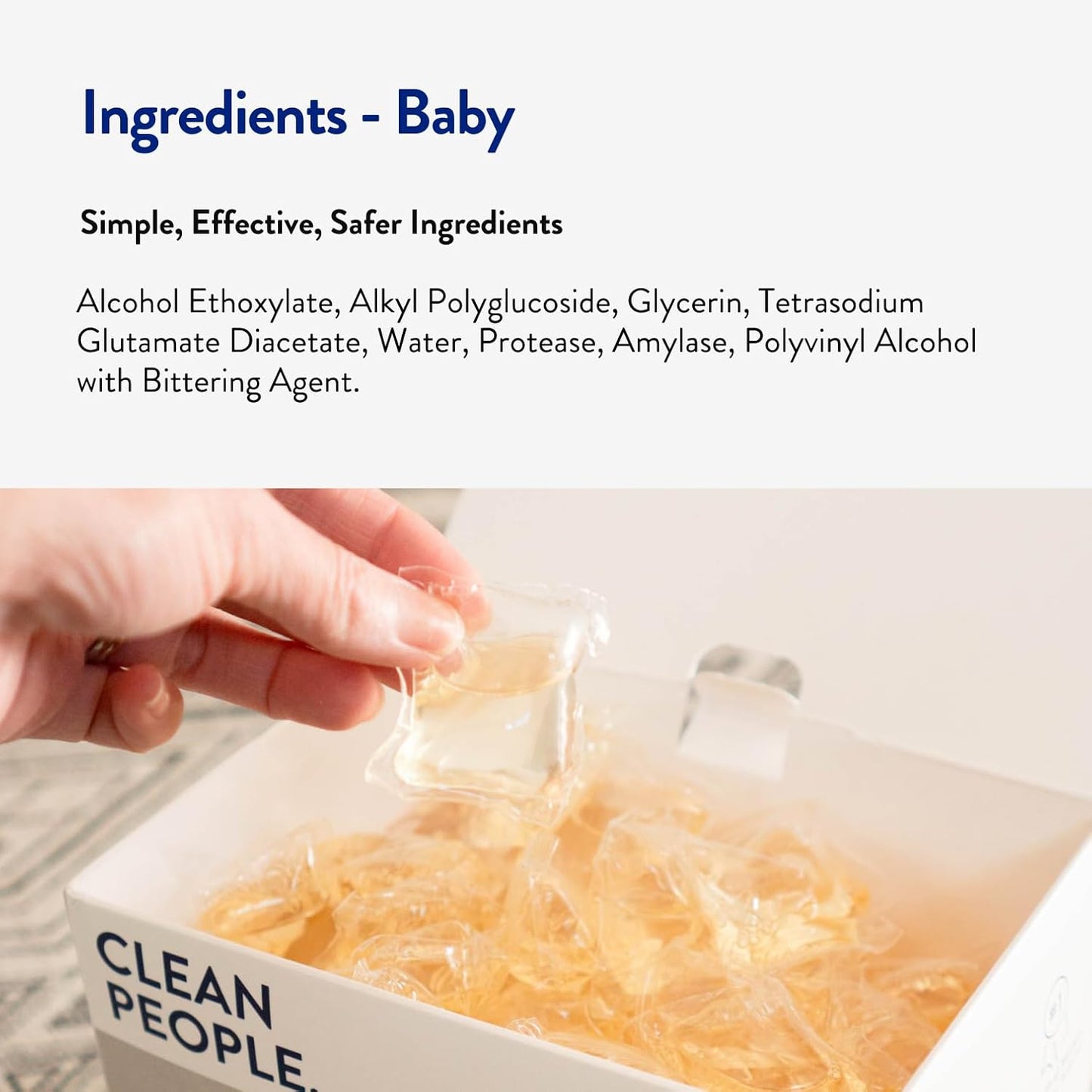 The Clean People Laundry Detergent Pods - Recyclable Packaging, Hypoallergenic, Stain Fighting - Ultra Concentrated, Laundry Soap - Baby (Unscented), 32 Pack