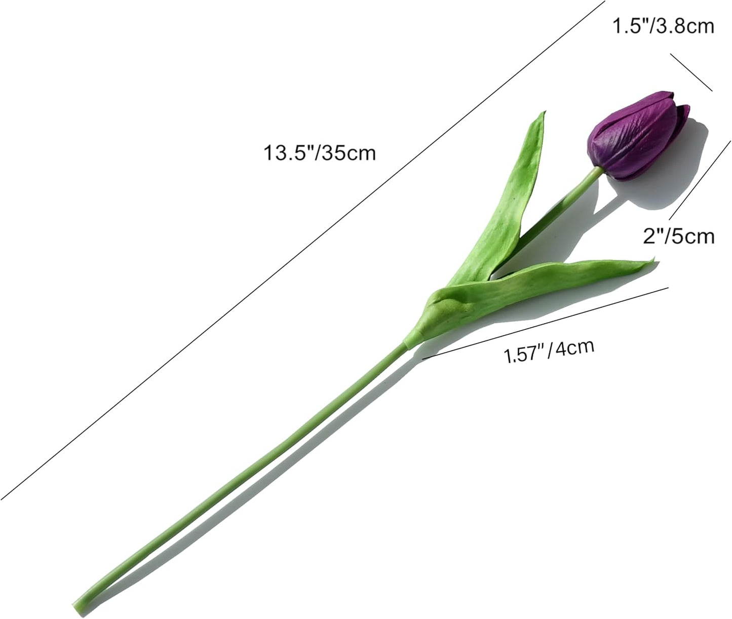 Mandy's Artificial Tulips 20 Stems Grape Purple PU Faux Flowers for Wedding Home Decor 13.5 Inch