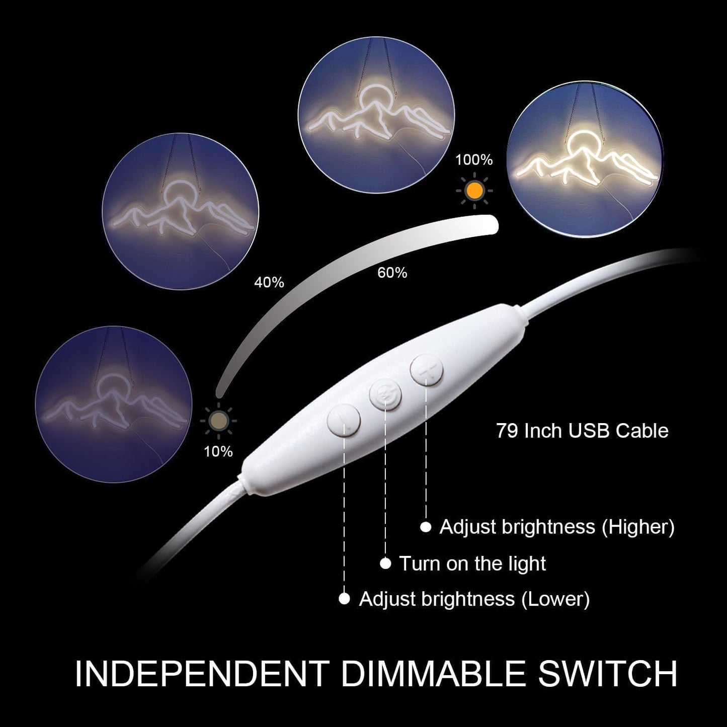 Ulalaza LED Decorative Lights USB Mountains Sunrise Sunset Led Neon Signs Home Decoration Wall Art Holiday Gift Brightness Adjustable 16.5''x11.8''