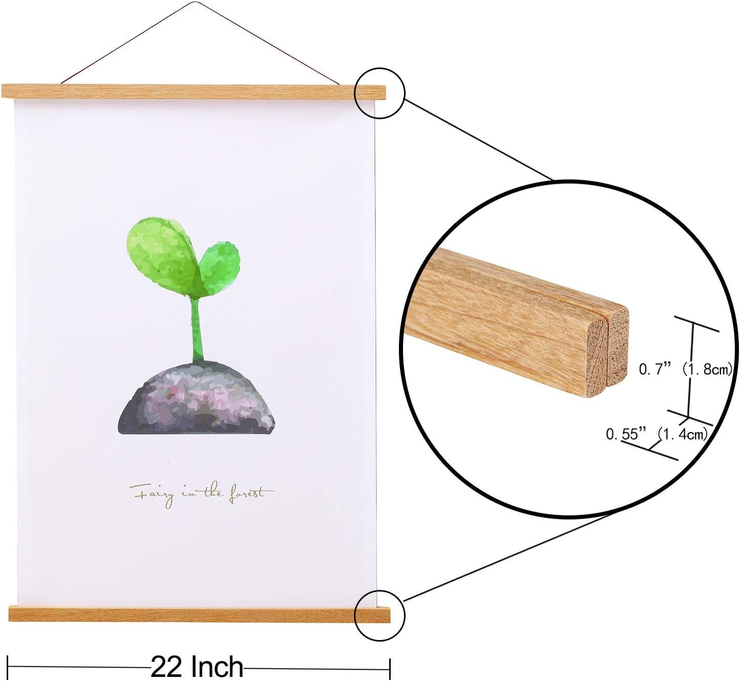 FALAMON Magnetic Poster Hanger Frame, 22x34 22x28 22x14 Teak Wood Magnet Poster Frame for Posters, Prints, Photos, Pictures, Maps, Scrolls, and Canvas Artwork