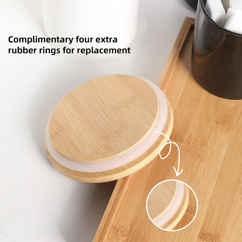 Sweejar Ceramic Canisters Set, Food Storage Jars with Airtight Seal Bamboo Lid, Stackable Containers for Kitchen Counter, Ground Coffee, Flour, Sugar, Cookie, Dog Treats, Candy, Pack of 4 (White)