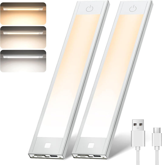 VST 72 LEDs Motion Sensor Lights Indoor 3 Color Temps, Dimmable Under Cabinet Lighting, 1800mAh Rechargeable Step Light, Cordless Night Light for Stair, Wardrobe, Kitchen 2 Pack