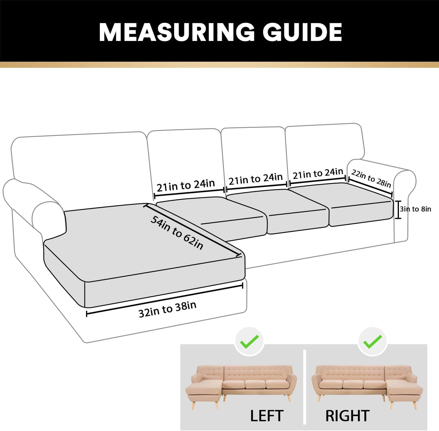 PrinceDeco Sectional Couch Covers 4 Pieces Couch Covers for Sofa Velvet Separate Couch Cover L Shape for Left/Right Chaise(3 Seater + 1 Chaise,Camel)