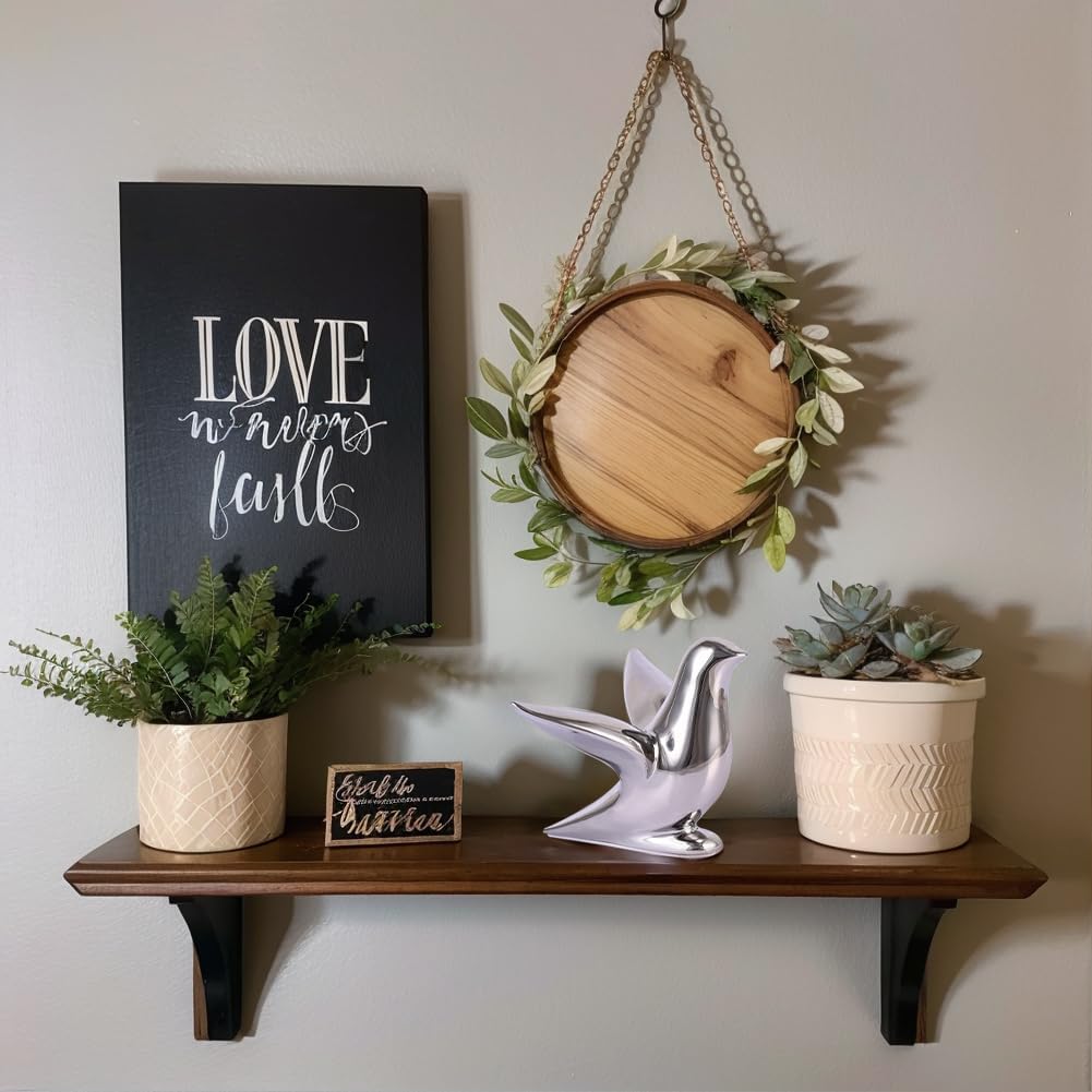 Silver Decor Accents – Modern Silver Ceramic Bird Figurine, 5.1in Decorative Bird Statue for Shelf, Table or Bathroom, Small Animal Sculpture Gift for Bird Lovers, Bird Room Decor