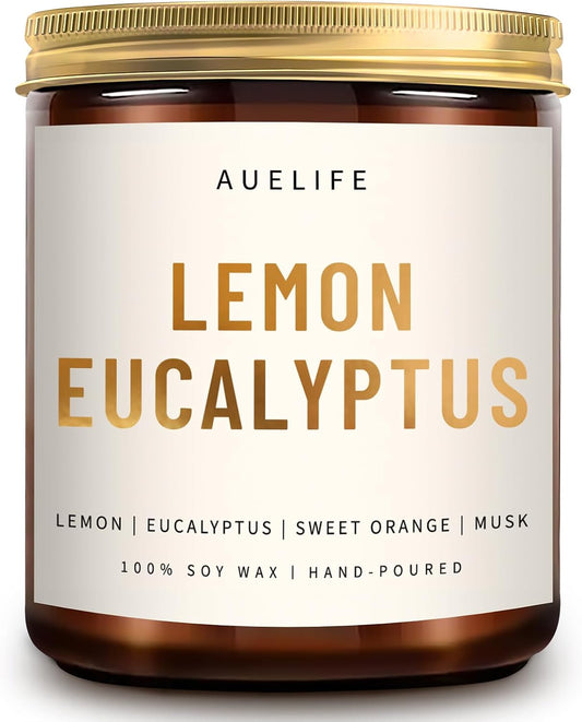Scented Candles for Home - Lemon Eucalyptus Candle | Aromatherapy Candle Gift for Women & Men, Soy Candles for Home Scented - 7oz, Soy Wax