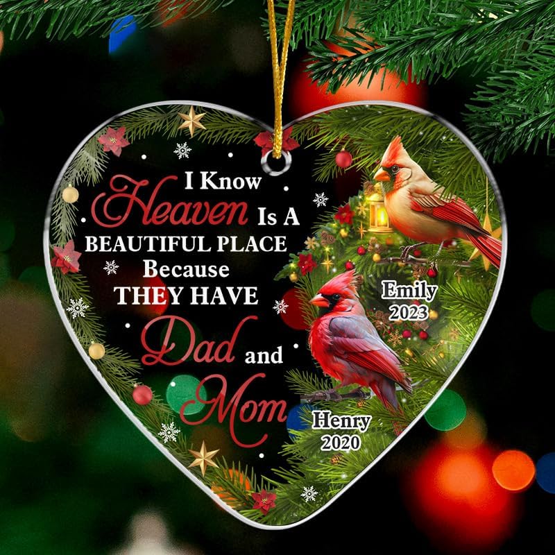 Pawfect House I Know Heaven is A Beautiful Place, Memorial Christmas Ornaments for Loss of Loved One, Bereavement Gifts, Christmas Memorial Gifts for Loss of Mother, Father, Housewarming Gift