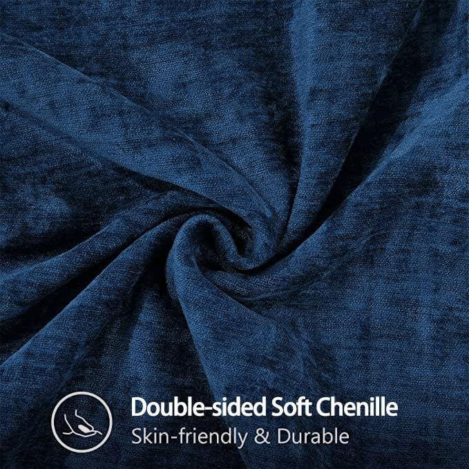 decorUhome Chenille Soft Throw Pillow Covers 26x26 Set of 2, Farmhouse Velvet Neutral Decorative Euro Pillow Covers with Stitched Edge for Couch Sofa Bed Home Decor, Poseidon