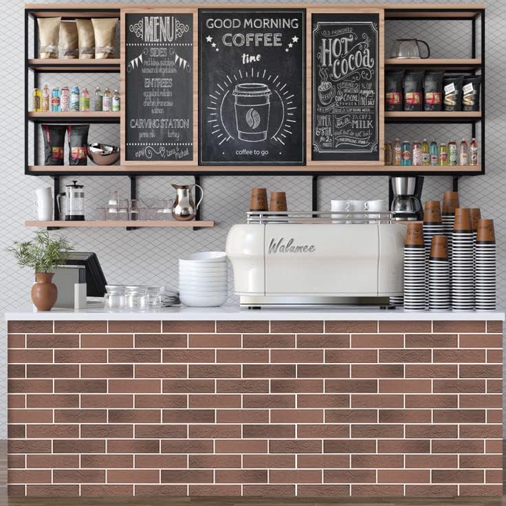 Vintage Faux Brick Wall Tiles, 3D Thin Brick Veneers for Bedroom, Bathroom, Kitchen, Fireplace and Fence Wall Panels (2, Red/Brown)