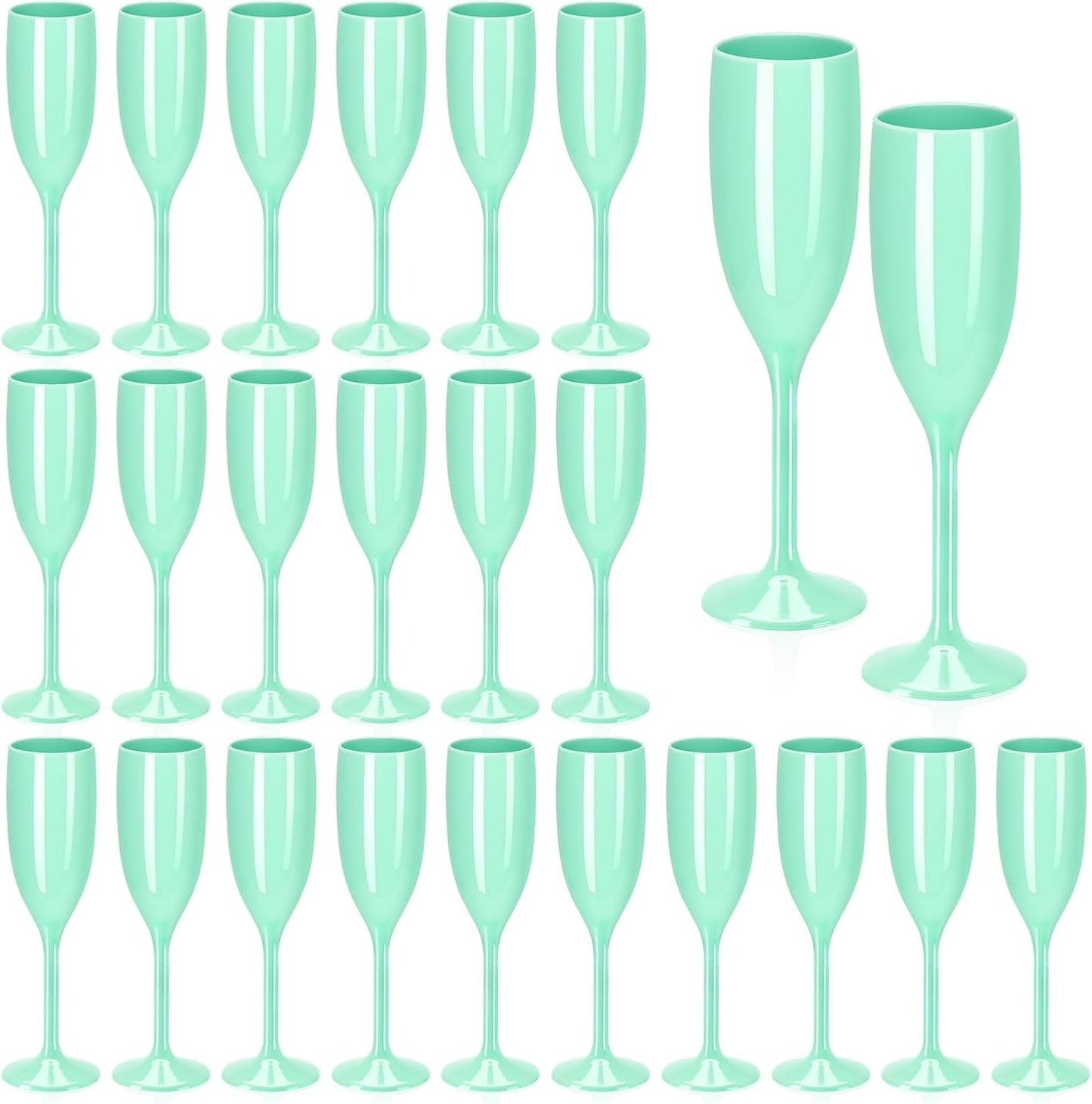 XUWAIDSGN Acrylic Champagne Flutes Toasting Glasses Unbreakable Mimosa Bar Reusable Wine Glasses Vintage Champagne Flutes Stemmed Drinking Cups 5.4 OZ for Christmas Birthday (24, Mint Green)