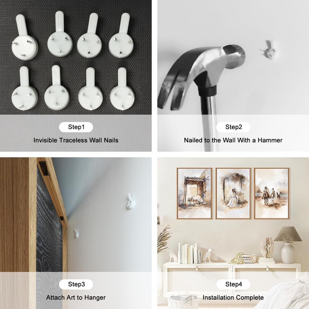 HPINUB Jesus Easter Framed Canvas Wall Art Set,Large Religious Christian Bible Verse Wall Decor,Resurrection Sunday Artwork for Living Room,Church Christian Easter Gift-16"x24"x3