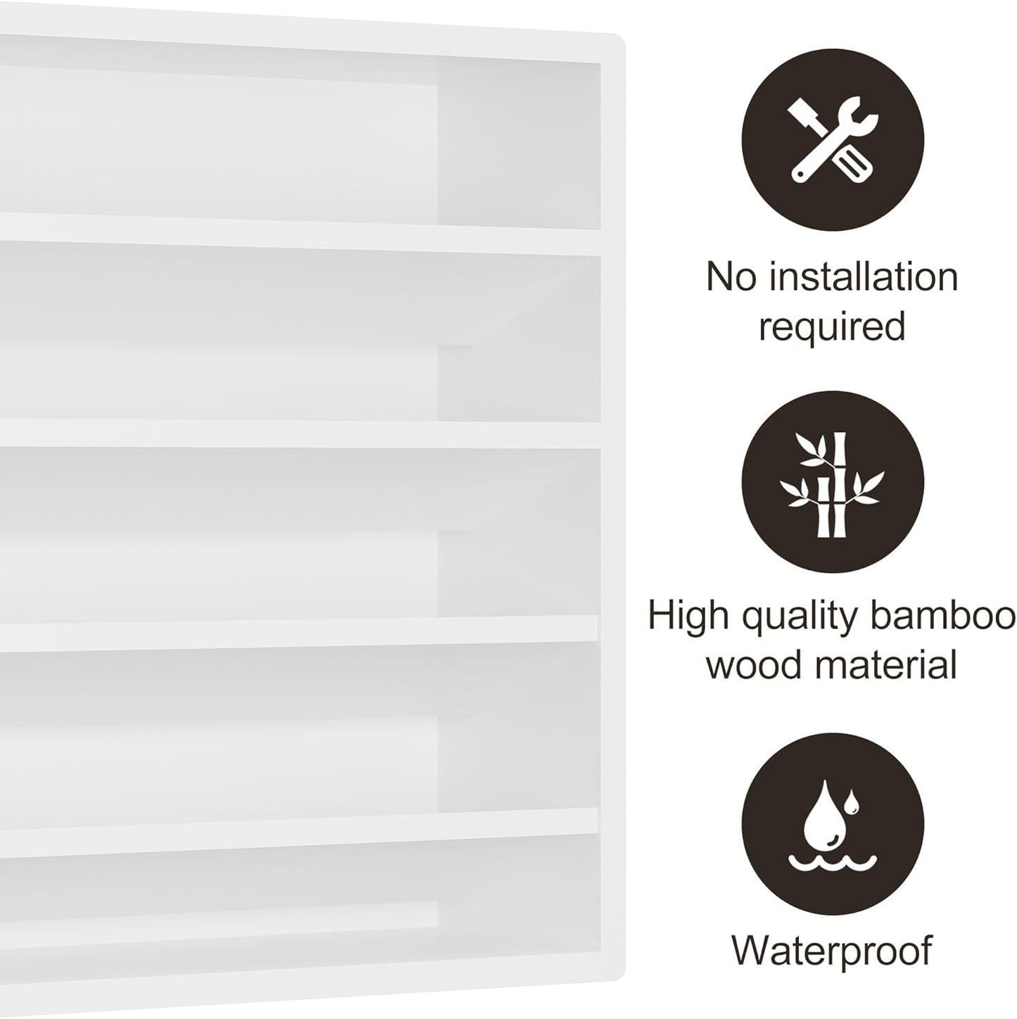 Orimade 4 Tier Spice Rack Organizer for Cabinet, Freestanding Bamboo Seasoning Rack for Countertop, Cupboard, Pantry, Kitchen, 13.18 x 4.13 x 12.2 inches(Spice Jars Not Included), White