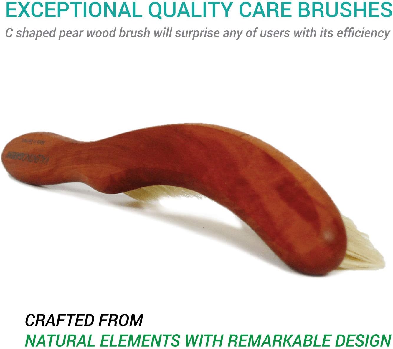 Valentino Garemi Classic Cleaning Hat Brush – Eliminate Dry Stains Dust Rain Spots Sweat Stains Pet Hair – Superb Pear Stained Wood and Genuine Boar Hair – Made in Germany