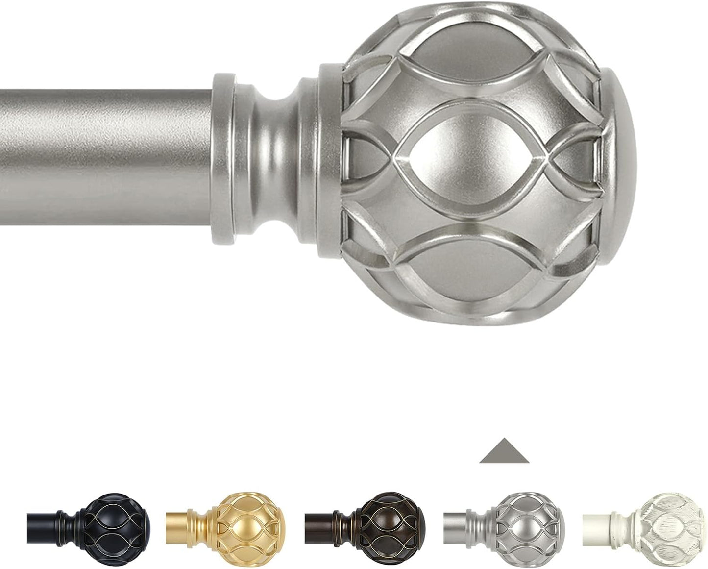 Silver Adjustable Curtain Rods for Windows:18-45 Inch Farmhouse Heavy Duty Curtain Rod for Bedroom Living Room,Boho Decorative Rustic Drapery Rods with Vintage Coastal Finial,Antique Silver