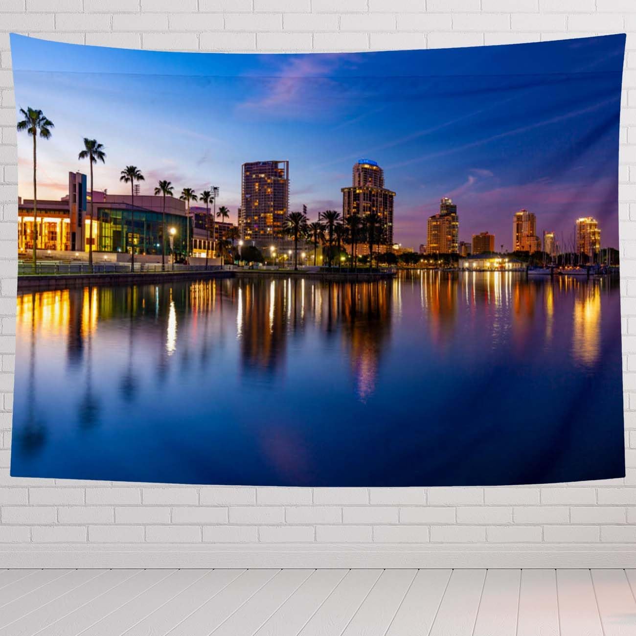Night Tapestry For Bedroom St Petersburg Florida At Night Tapestries Wall Hanging For Living Room Dorm Office 60×50 In