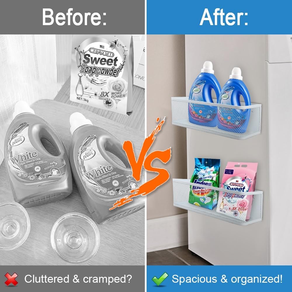 Picowe Magnetic Laundry Organizer, Extra Large Magnet Basket for Laundry Room,16.5lb Capacity Magnetic Shelf for Washer /Dryer, Fridge & Small Spaces (XL, White)