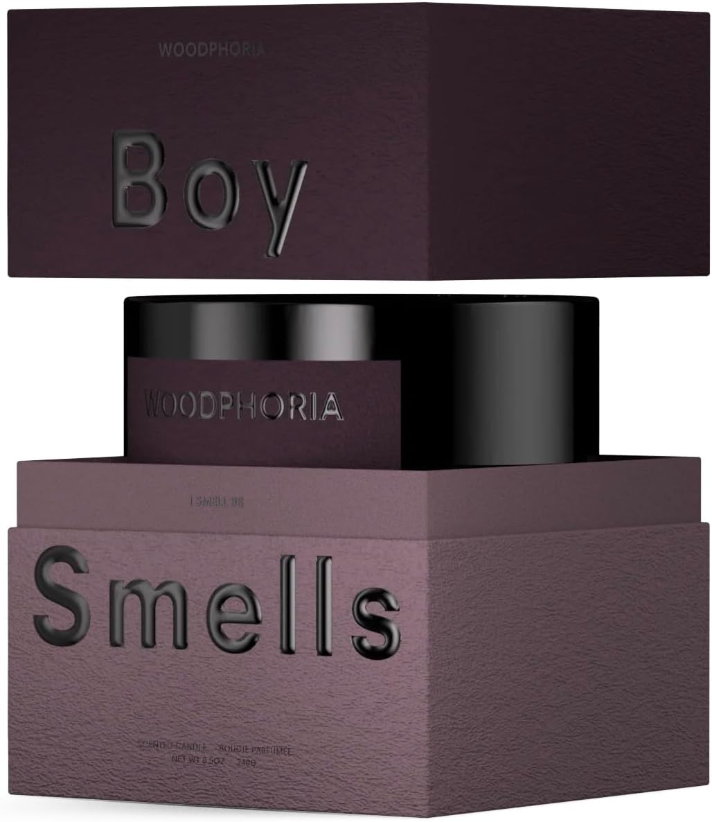Boy Smells - Woodphoria Scented Candles for Men and Women - 8.5 oz - Soy, Coconut Wax Candle Blend - Aromatic Candles for Home with Fig, Sandalwood and Jasmine - 50-Hour Burn - Cotton Wick
