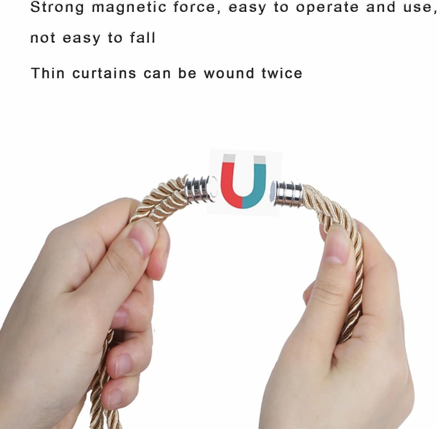 Fenghuangwu 2Pack Magnetic Jute Curtain Tiebacks – Bohemian Style Handmade Woven Tie-Backs for Drapes,Elegant Exquisite Knot Holdbacks,Outdoor Boho & Modern Home Decor