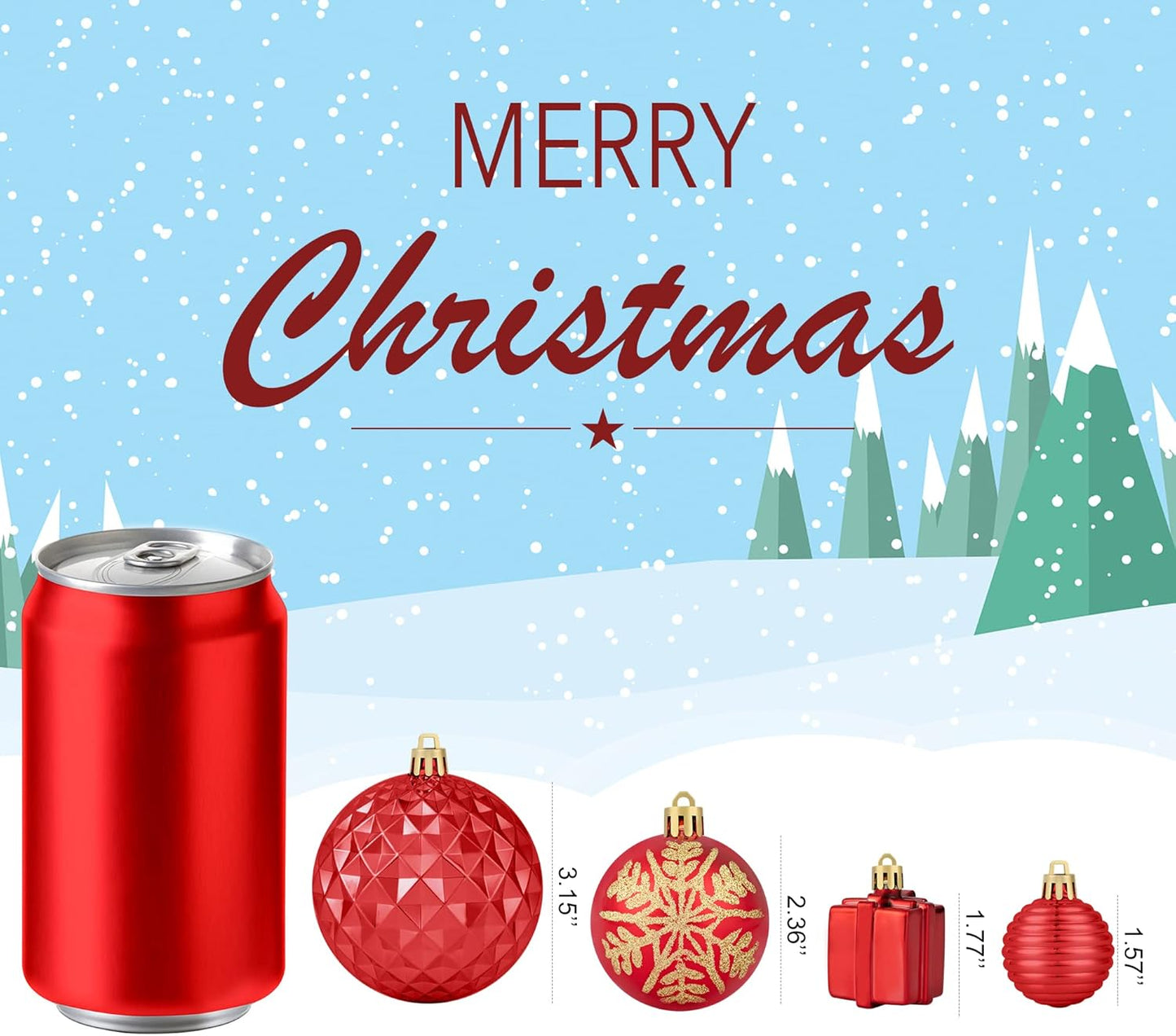 116Pcs Red and Gold Christmas Ball Ornaments, Shatterproof Christmas Hanging Decoration Set with Gift Box, Assorted Decorative Baubles Set for Xmas Tree/Home/Wedding/Party/Holiday (Gold & Red)