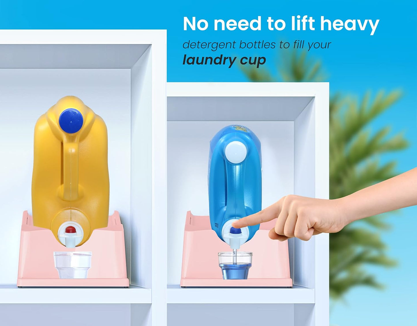 TidyFriend Laundry Detergent Holder Stand Organizer with Drip Tray, 2 Pack Laundry Soap Holder with Non-Slip Rubber Feet for Washing Space Organization, Angled Downward Slope for Easy Pouring (Rose)