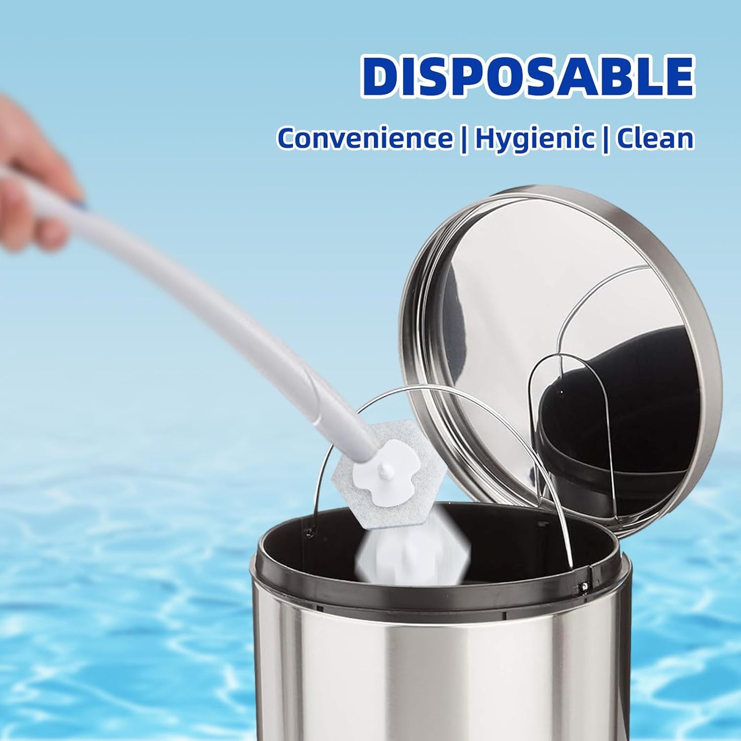 KOKL 60pcs Disposable Toilet Brush, Disposable Toilet Bowl Cleaners for Bathroom Cleaning, Compatible with Most Toilet Brushes