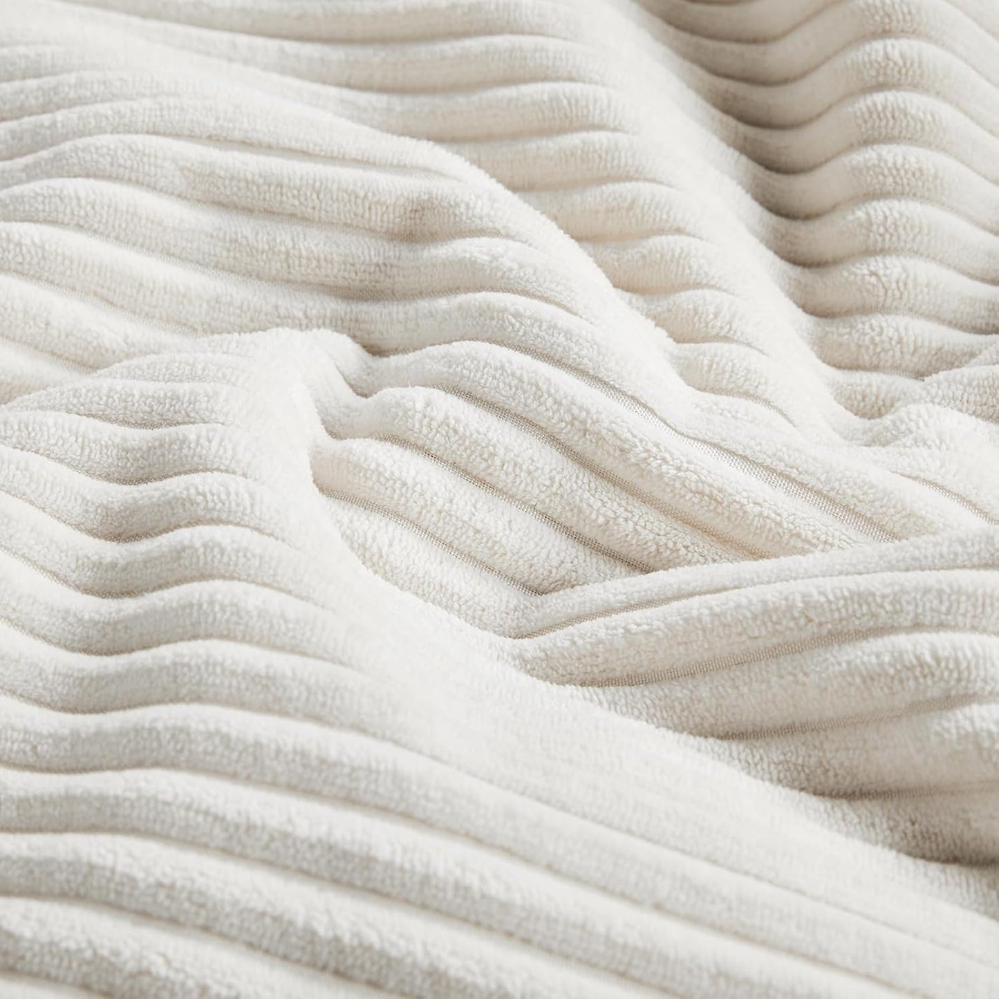 Fancy Homi 2 Packs Cream White Lumbar Decorative Throw Pillow Covers 14x24 Inch for Couch Bed Sofa, Rustic Farmhouse Boho Home Decor, Soft Striped Corduroy Rectangle Accent Cushion Case 35x60 cm