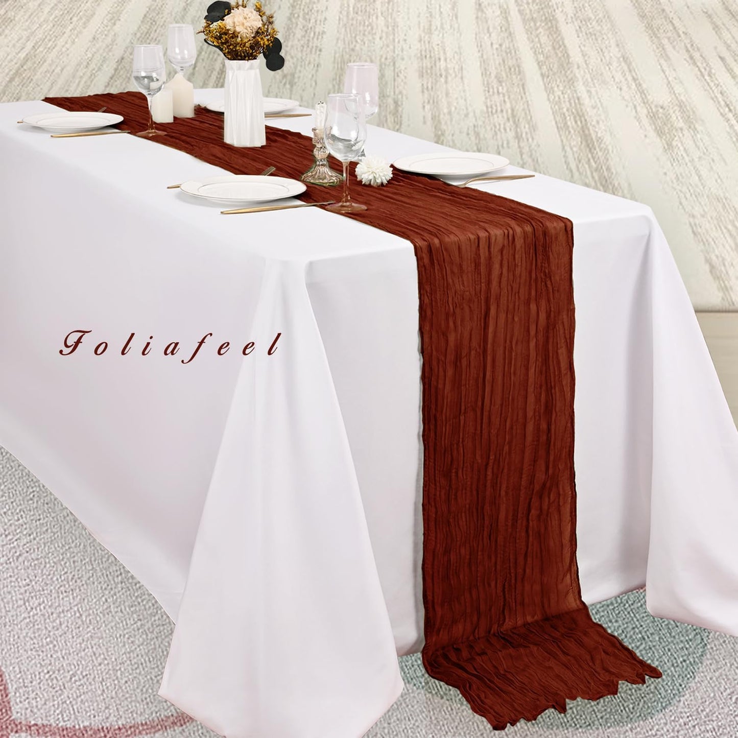 20 Pack Terracotta Cheesecloth Table Runner 10FT Boho Rustic Cheese Cloth Table Runner for Wedding 20 x 120 Inch Long Bridal Shower Baby Shower Gauze Fabric Sheer Birthday Party Table Decorations
