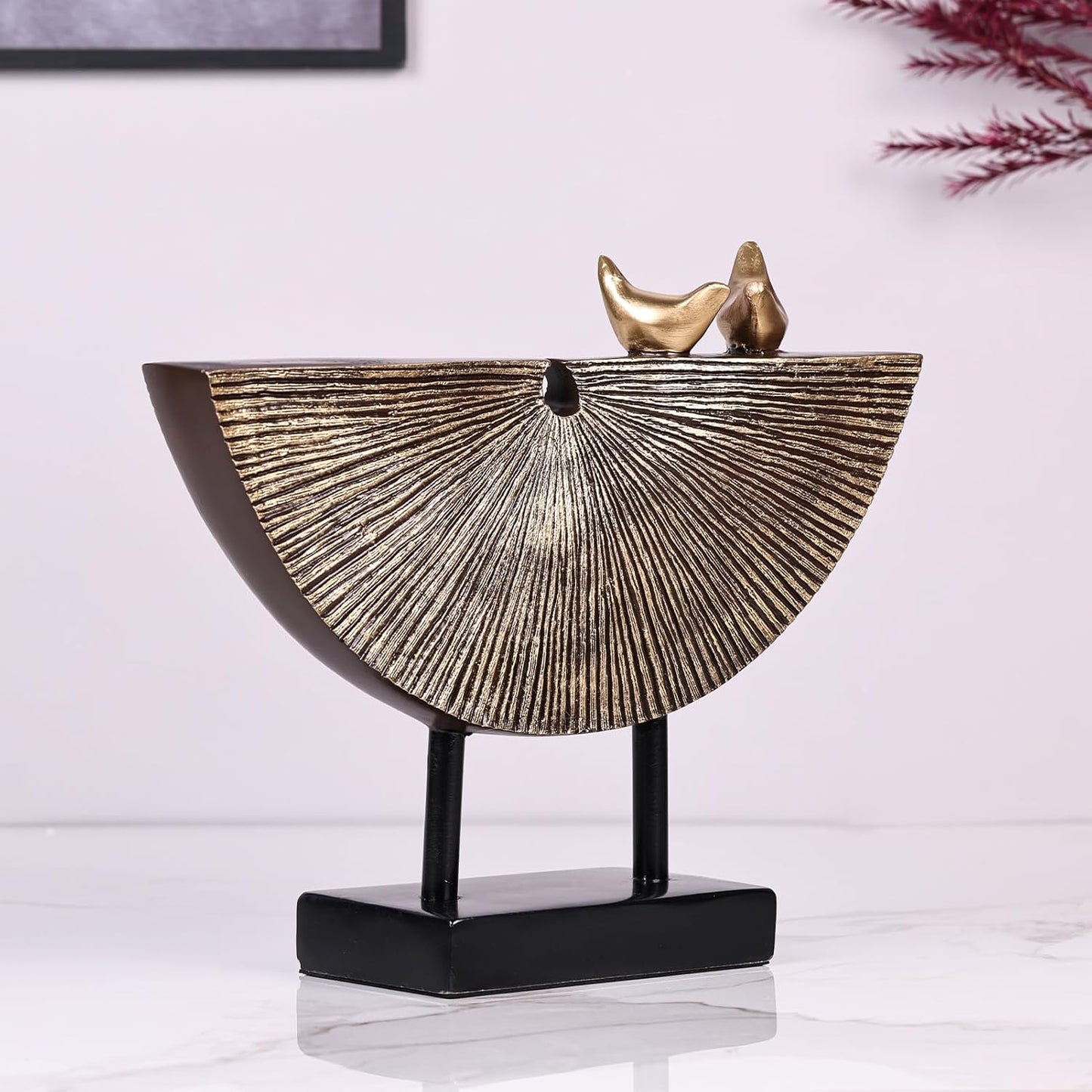 Vintage Gold Home Decor Statue, Unique Round Textured Art Sculpture for Home Interior Accent Decor, Entryway, TV Cabinet, Office Decor, Shelf Decor Aesthetics (Vintage Gold)