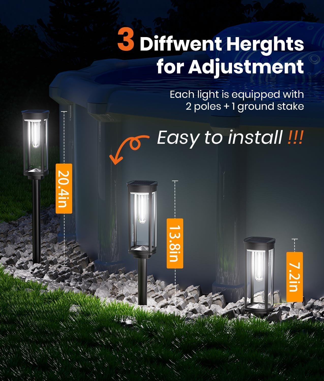 Solar Pathway Lights Outdoor Waterproof 4 Pack Upgraded Solar Walkway Landscape Lighting Outside Driveway Lights,Auto On/Off for Yard Lawn Patio (Cool White)
