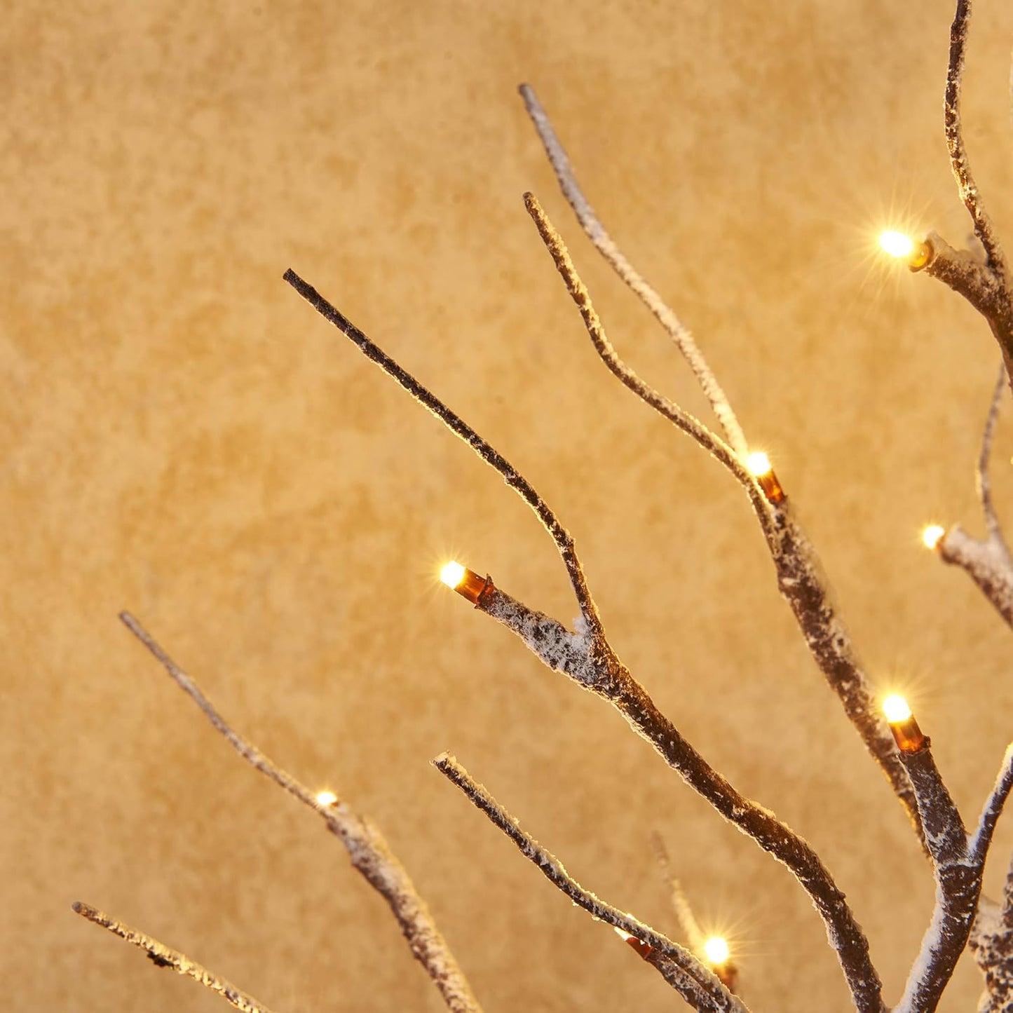 Hairui Pre Lit Tabletop Snow Dusted Tree with Timer 24LED 18IN Battery Operated for Christmas Valentine Party Decoration 2 Set