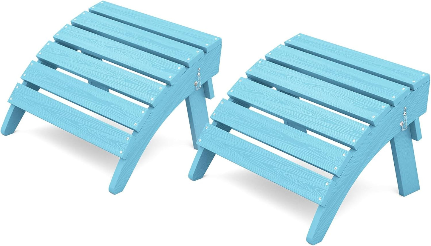 KINGYES Folding Adirondack Ottomans Set of 2 for Adirondack Chair, Light Blue