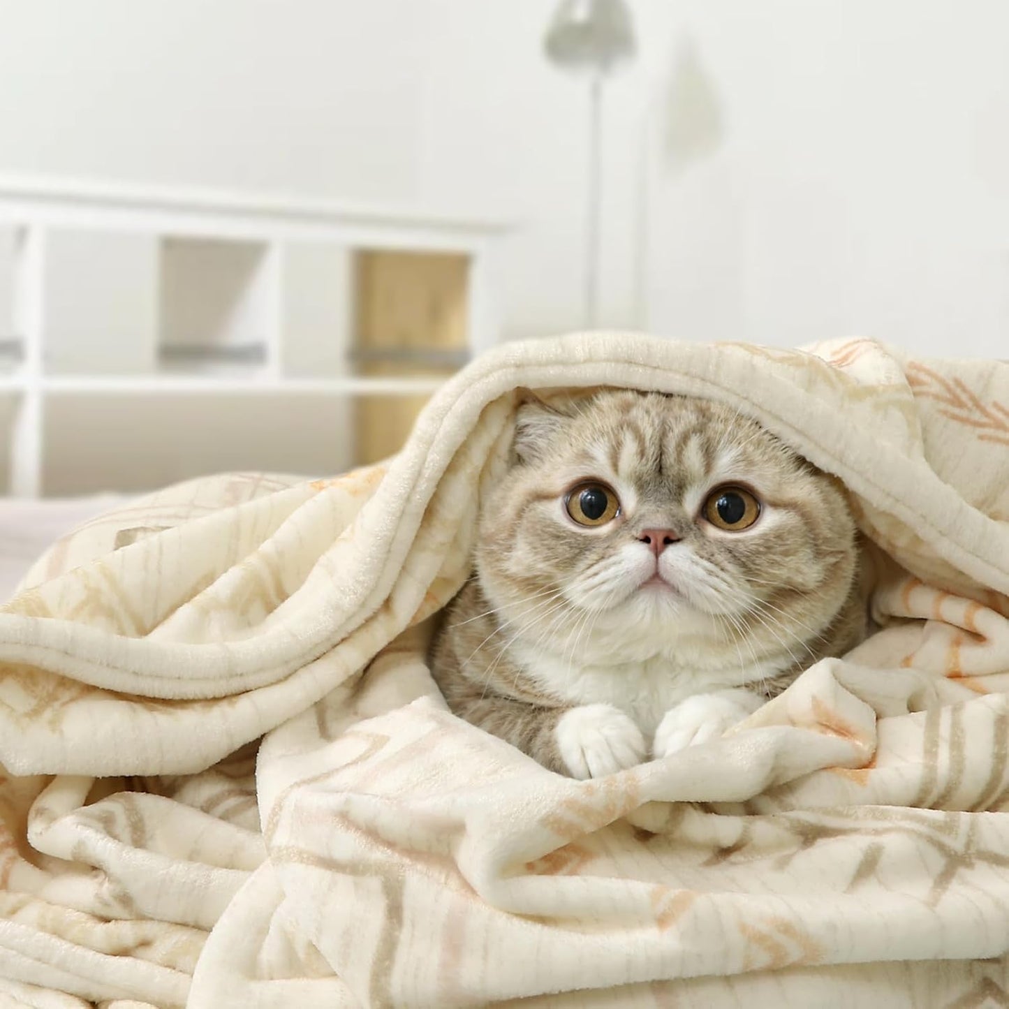 Lahome Trible Printed Blanket Aztec Beige Throw Blanket for Couch Soft Cozy Flannel Fluffy Throw Blanket Fuzzy Retro Throw Blankets for Bed Sofa, Ivory 50''x60''