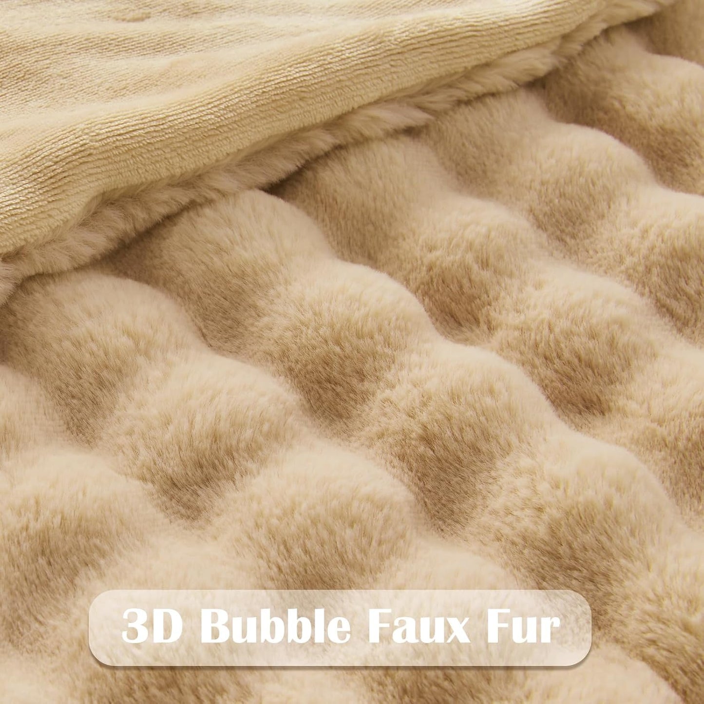 NEWCOSPLAY Faux Fur Twin Blanket Brown Bubble Blanket Thick Warm Soft for Couch Sofa Bed 550GSM (Brown, Twin(60"x80"))