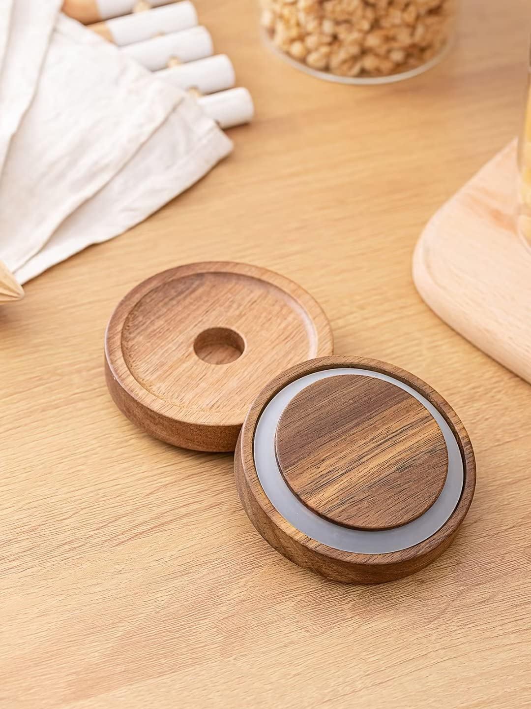 Kanwone Glass Storage Containers Set of 6, 28 Ounce Airtight Food Storage Containers with Bamboo lids, Clear Glass Jars for Pantry, kitchen, Flour, Sugar, Tea, Coffee, Snack, Cookies, Spice and Herbs