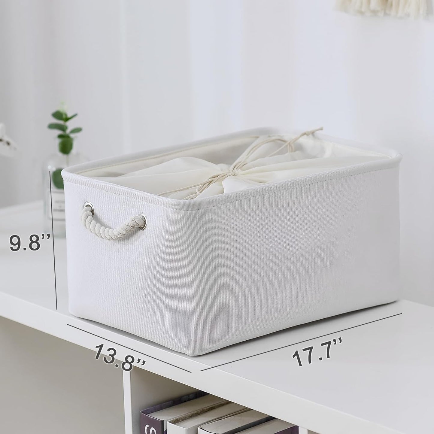 TheWarmHome Storage Basket for Gifts Empty - X Large - 3 Pack 17.7L×13.8W×9.8H in Collapsible Storage Bin for Shelves, Toy Box Storage for Gifts Book Laundry (White)