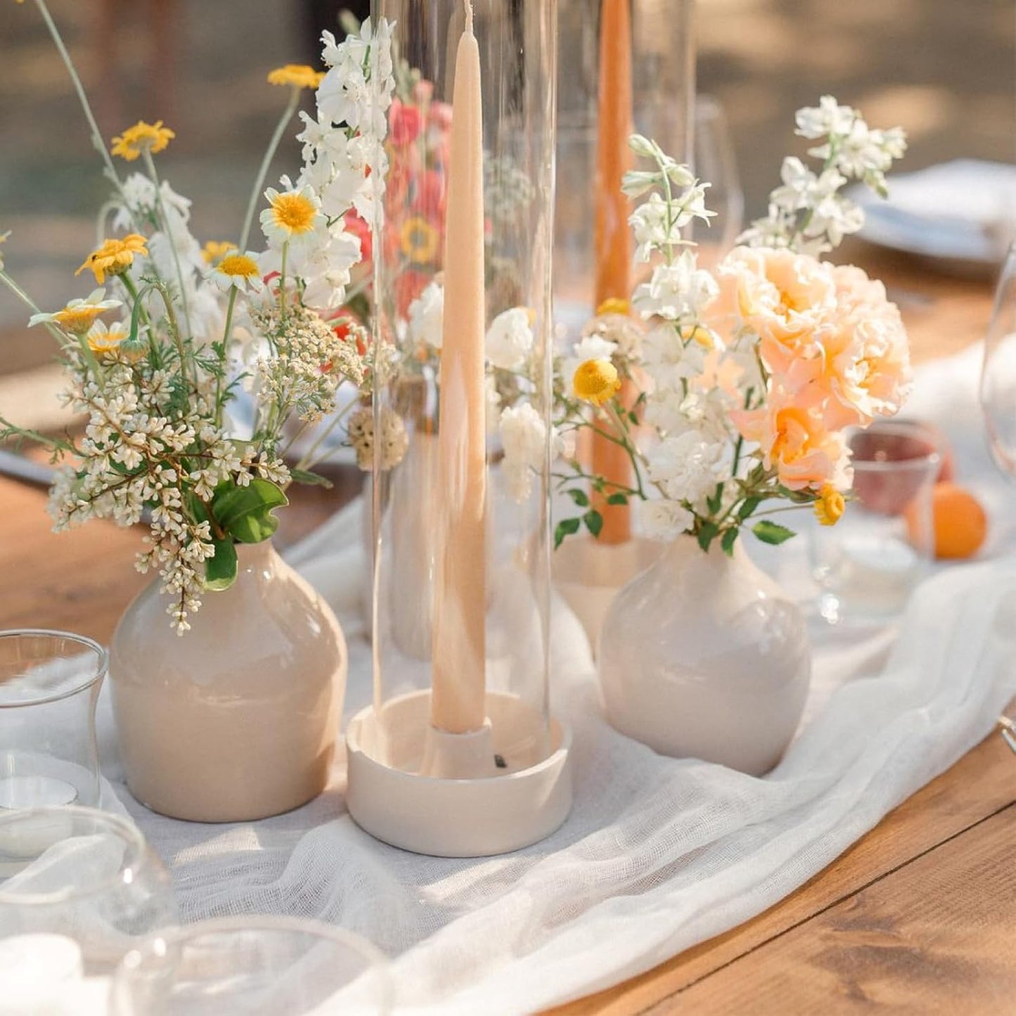 Sioloc Ivory White Cream Cheesecloth Table Runner Fall Autumn Decor for Home 10ft Table Cloth for Tea Wedding Birthday Party Baby Bridal Shower Halloween Thanksgiving