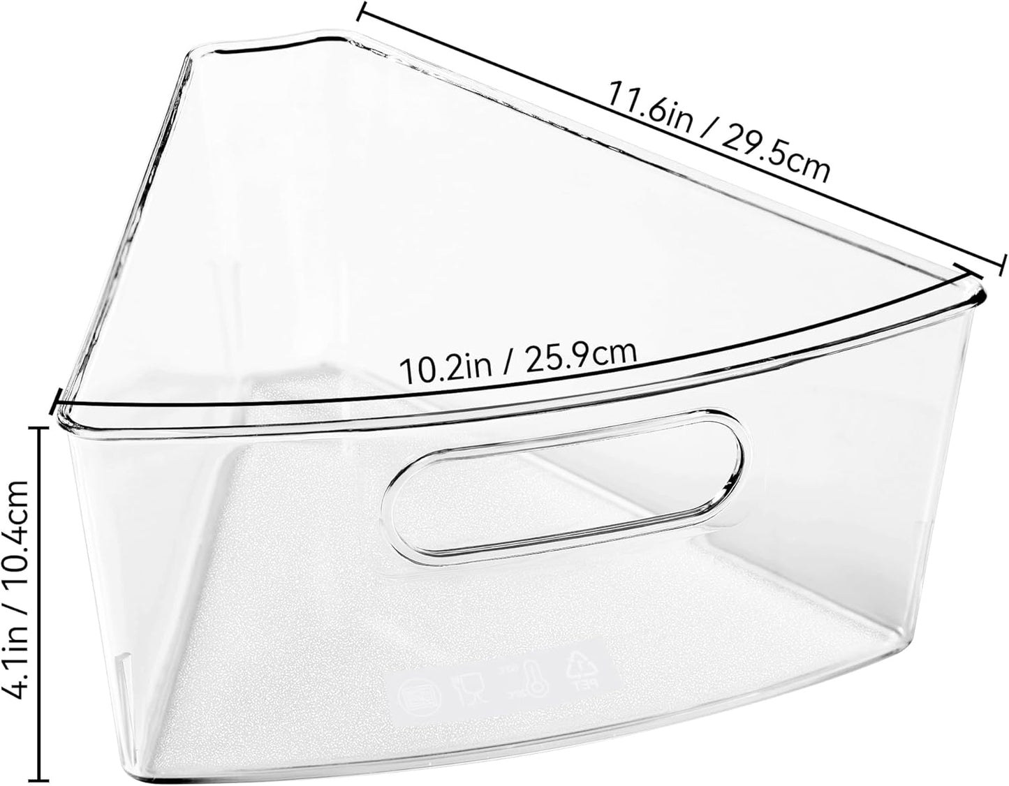 Oubonun Lazy Susan Organizers Set of 8, 11.6’’ x 10.2’’ x 4.1’' Plastic Transparent Kitchen Cabinet Storage Bins with Handle, 4.1" Deep Container, 1/8 Wedge - Food Safe, without BPA