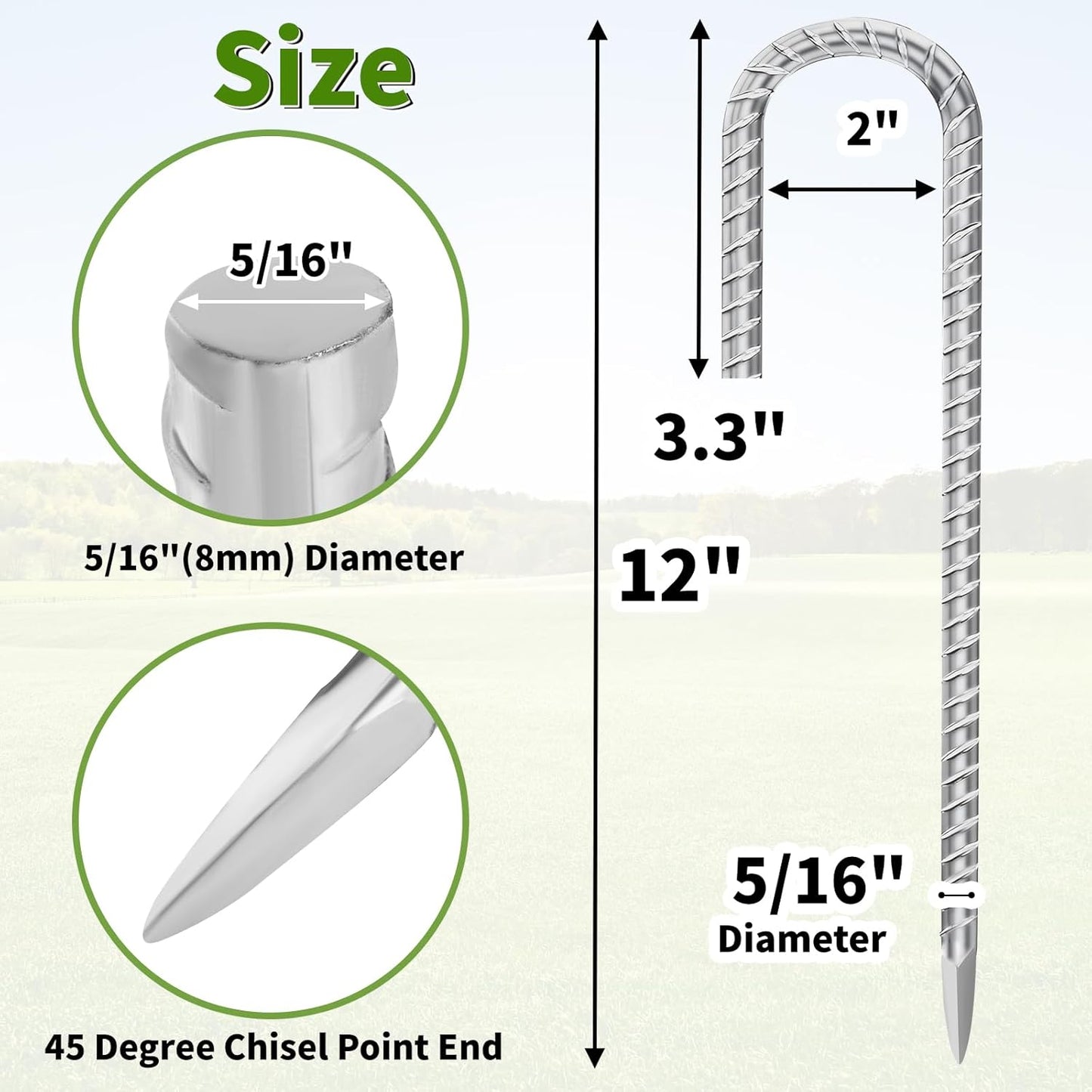 12 Inch Ground Stakes Heavy Duty J Hook 30-Pack Metal Spikes Galvanized Ground Hooks Anchors Rebar Ground Stakes for Fence Tent Gazbo Bounce House and Outdoor Decorations Inflatables