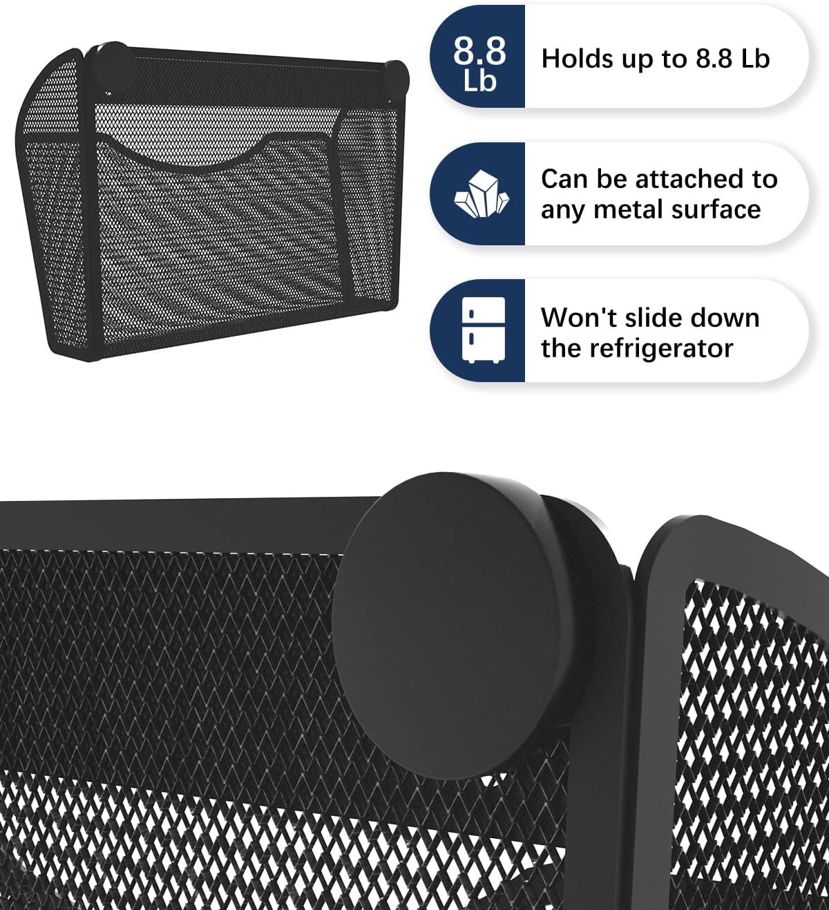 3 Pack 1-Tier Magnetic File Holder - No Drilling Installation File Organizer, Large Capacity Magnetic File Holder for Refrigerator, File Cabinets, Whiteboard, Office, Kitchen