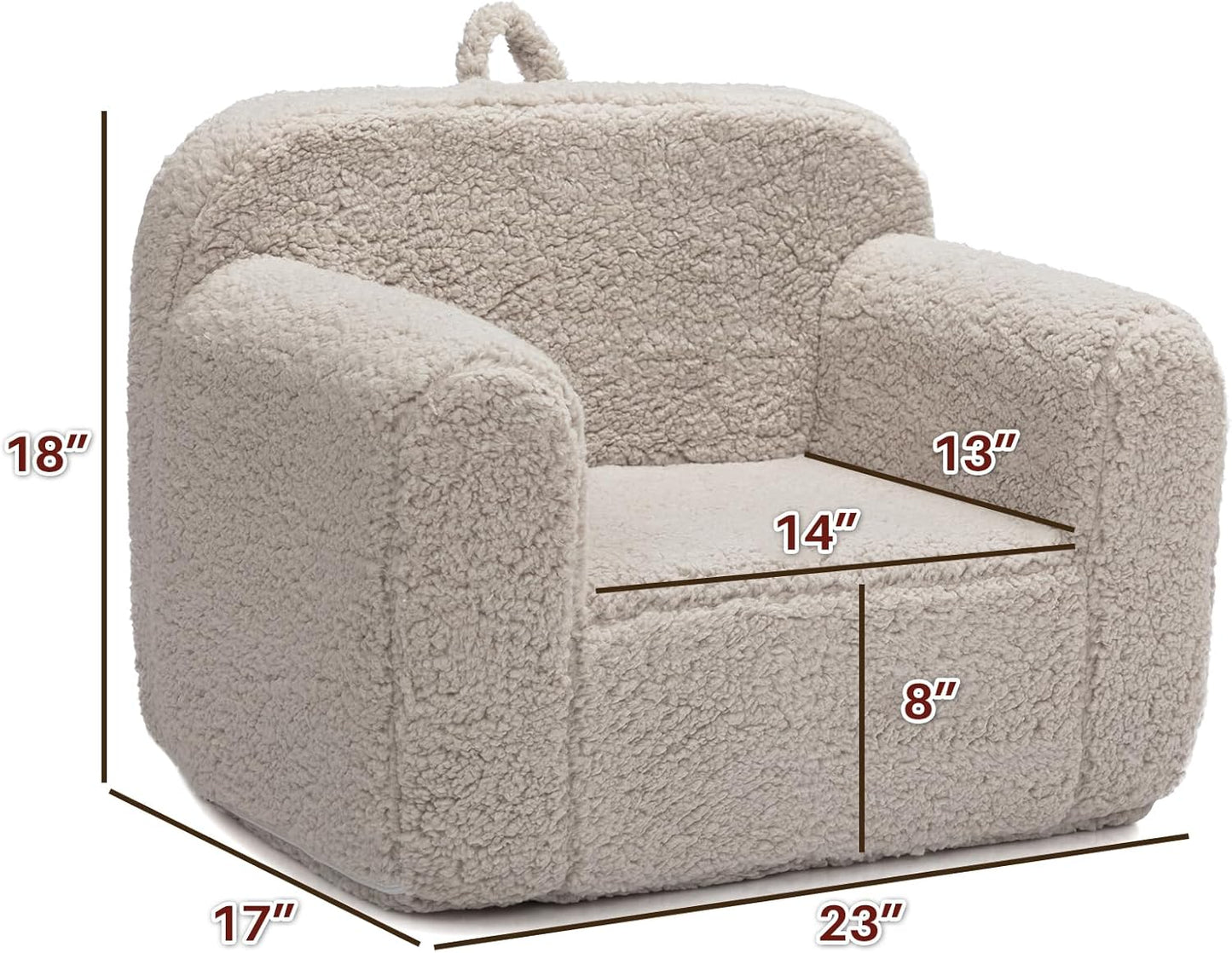ALIMORDEN Kids Ultra-Soft Snuggle Foam Filled Chair, Toddler Cuddly Sherpa Reading Couch for Boys and Girls, Light Grey