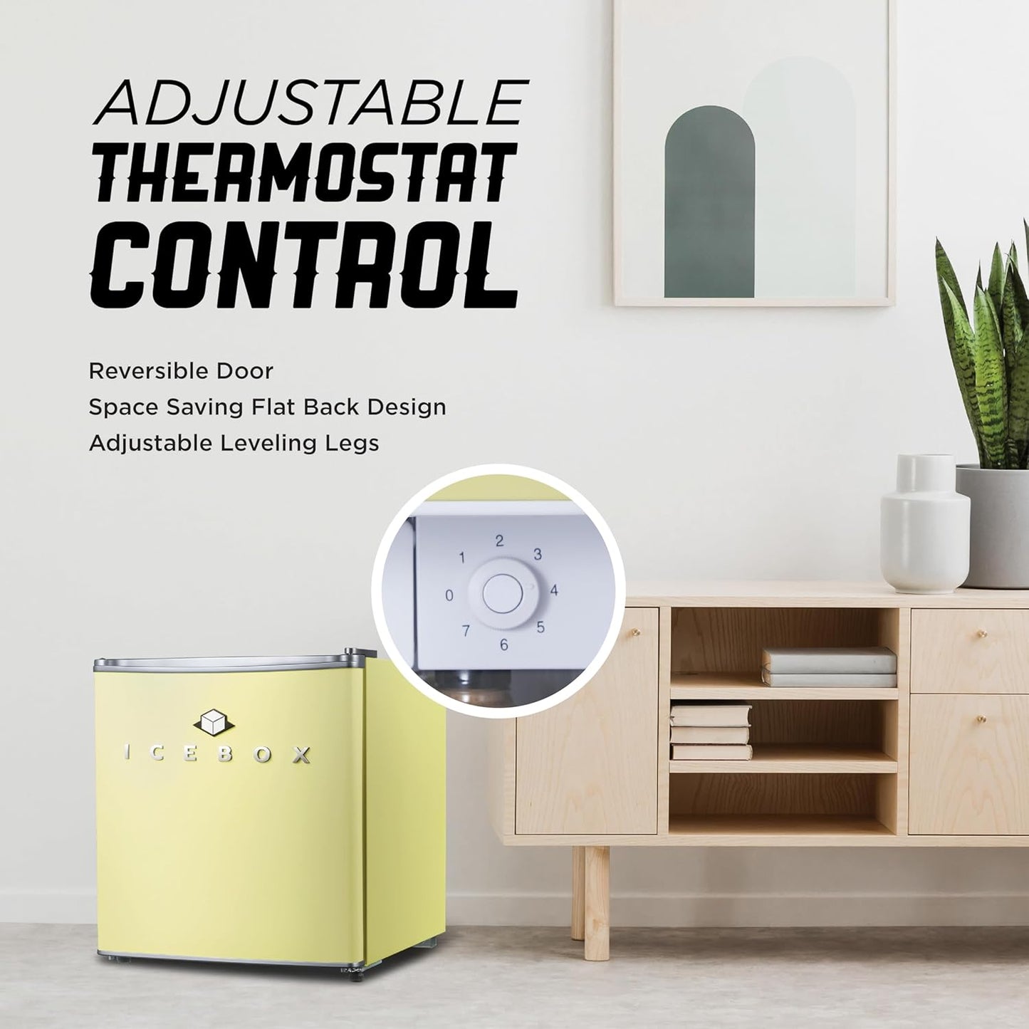 IBCR17SUN Compact, Energy Star Certified Small, Single Door Mini Fridge with Freezer Refrigerator, Standard (1.7 cu ft), Sun Yellow