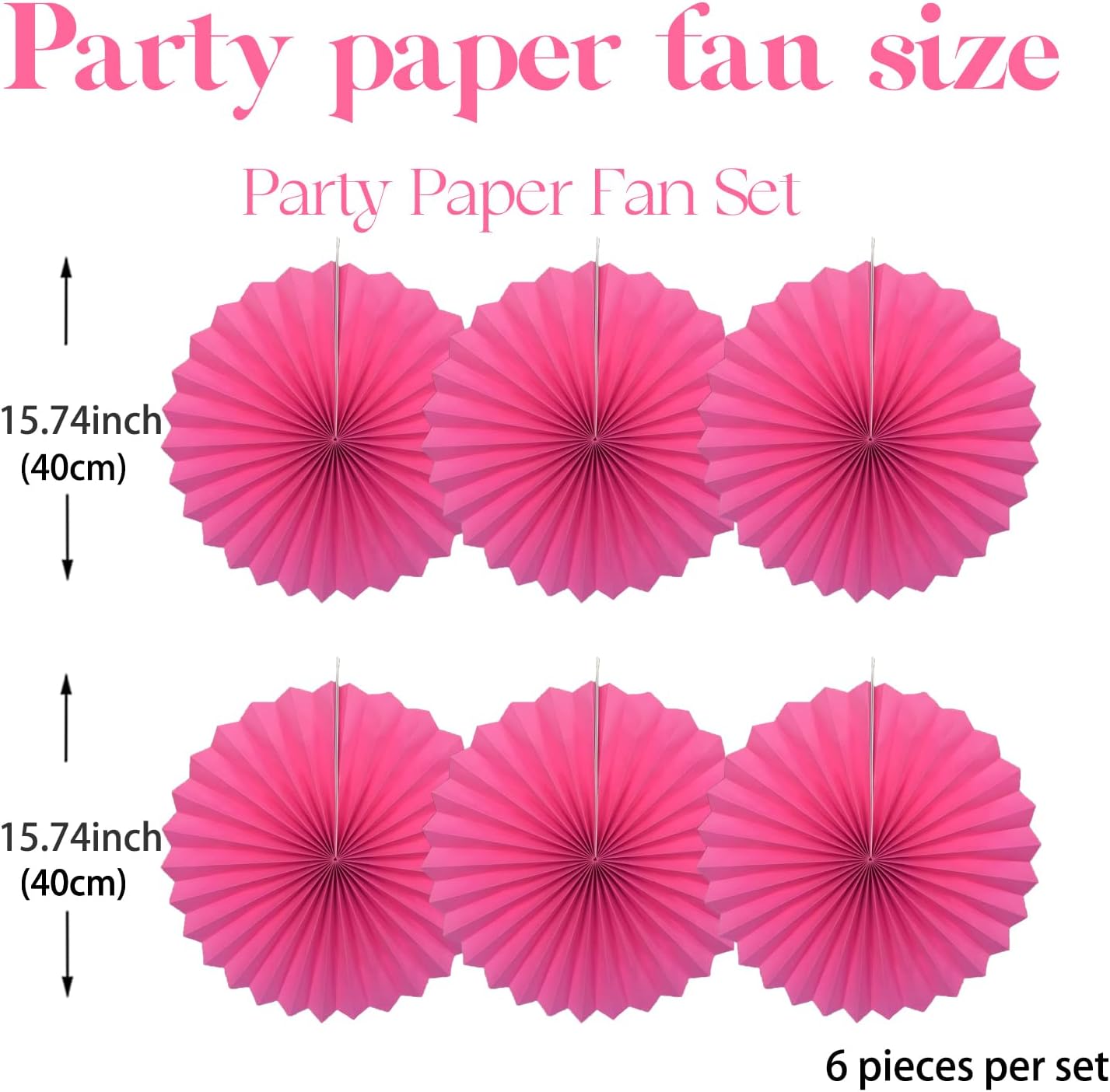 Red Graduation Party Decor,Girls Party Decorations ,Party Supplies Party Fans 16in, Anniversary Decorations for Party,Wedding Graduation Events Accessories 30 Color DIY Set （Rose Red）