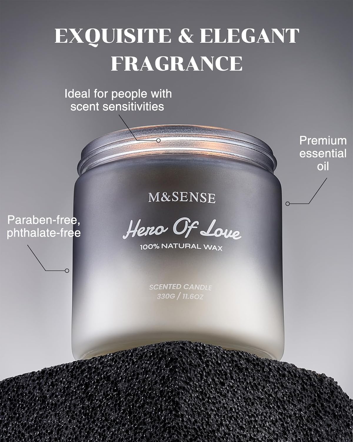 M&SENSE Cedarwood Vanilla Scented Candle for Men, 11.6oz 2 Wick Masculine 70 Hours Long Lasting Soy Wax Valentines Day Gifts Best Smelling Home Fragrance