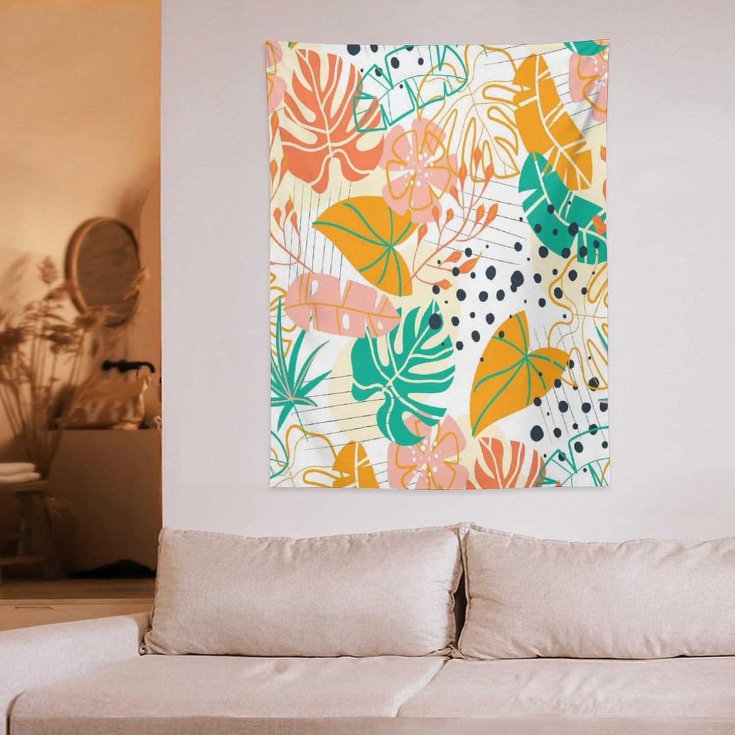 ICMOLYYENLO Tropical Palm Leaves Wall Tapestry, Wall Art for Room Decoration Beautiful Wall Hanging for Bedroom Living Room Dormitory Apartment 30x40 Inch