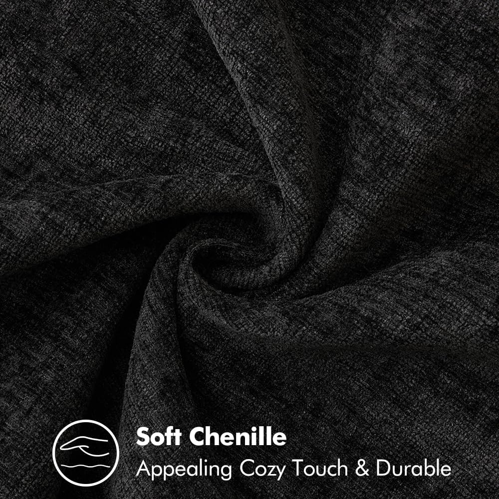 MIULEE Pack of 2 Couch Throw Pillow Covers 18x18 Inch Black Farmhouse Decorative Pillow Covers with Stitched Edge Soft Chenille Solid Dyed Spring Pillow Covers for Sofa Bed Living Room