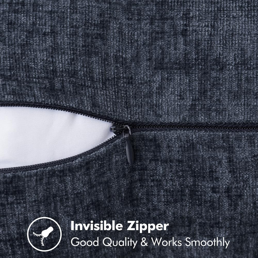 MIULEE Pack of 2 Couch Throw Pillow Covers 20x20 Inch Dark Blue Farmhouse Decorative Pillow Covers with Stitched Edge Soft Chenille Solid Dyed Spring Pillow Covers for Sofa Bed Living Room