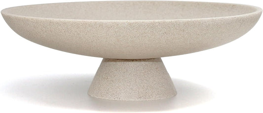 Large Decorative Bowl, Modern Resin Pedestal Bowl for Home Decor, Stylish Fruit Bowl for Kitchen Counter, Chic Key Holder for Entry Table, Beige